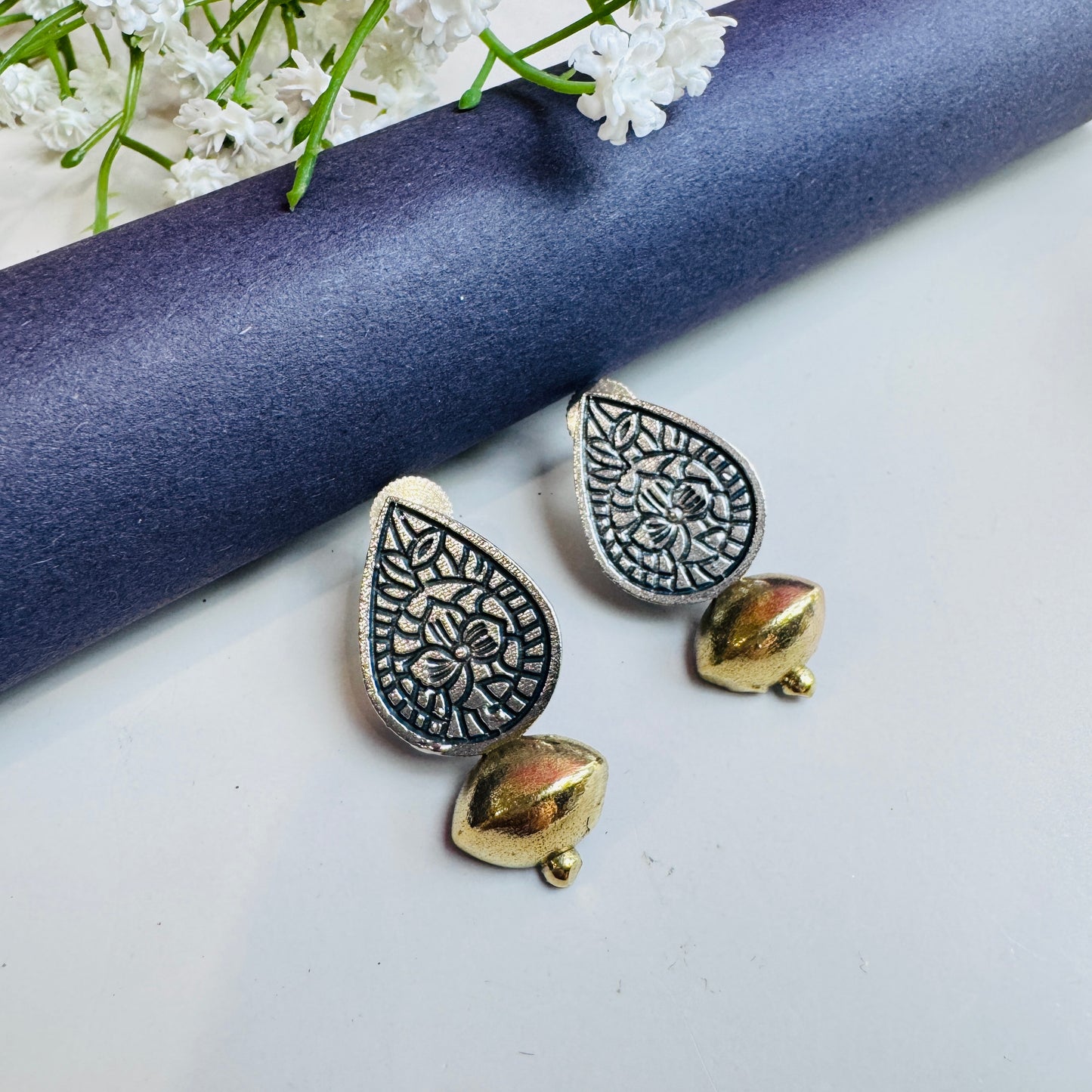 Amrita Dual Tone Oxidised Earrings
