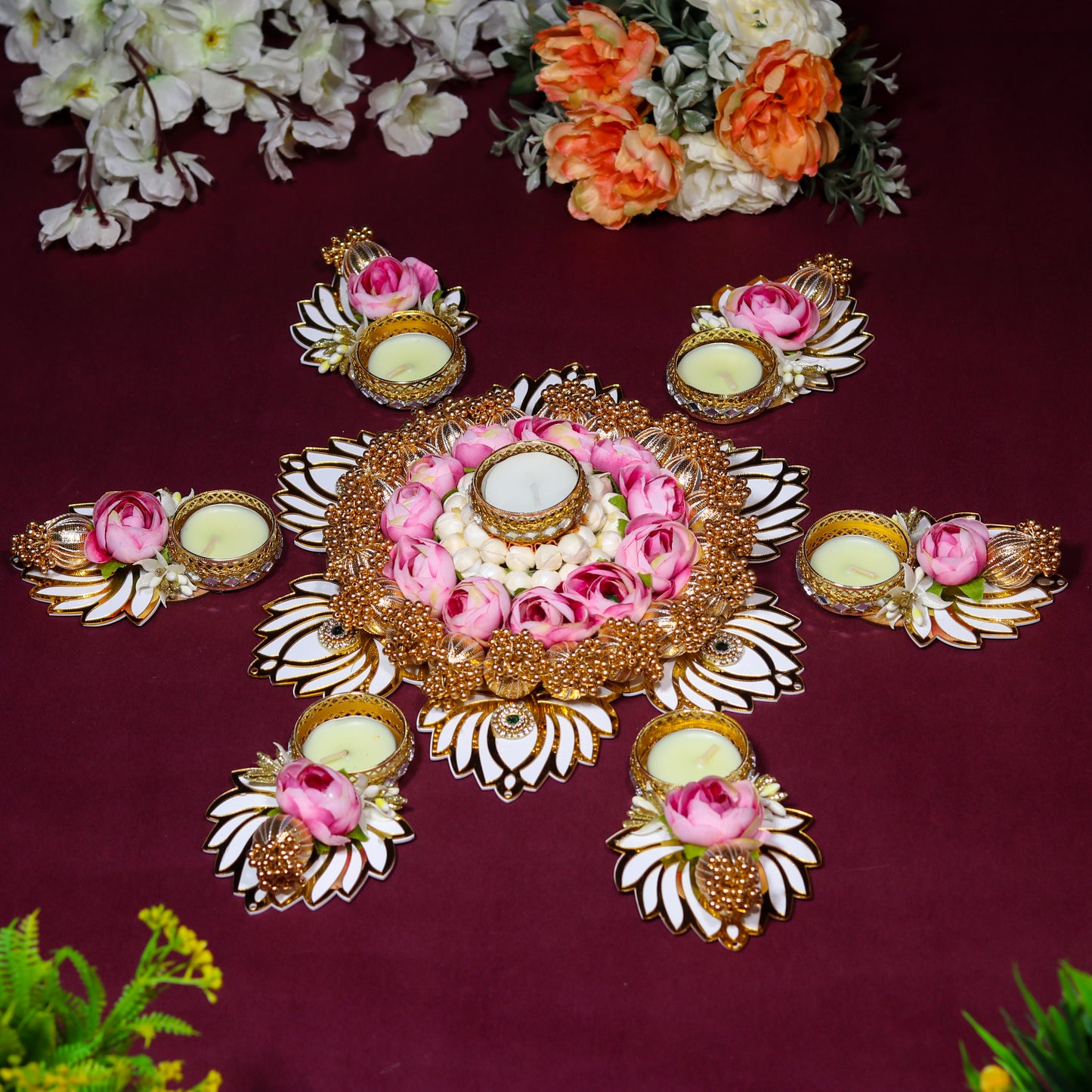 Pink Lotus Blossom Rangoli Set