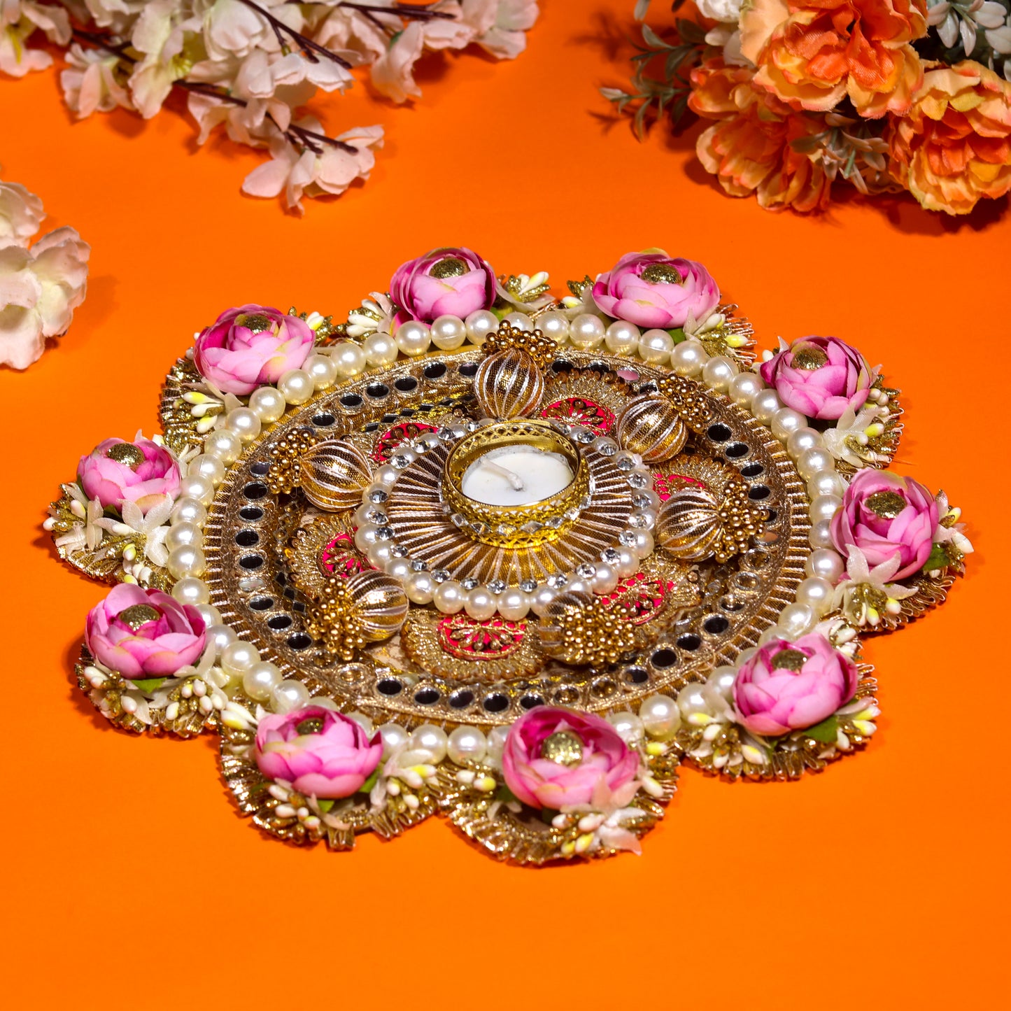 3 in 1 Rose Gotta Patti Rangoli Mat