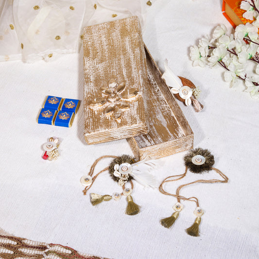 Feather Touch Boho Couple Rakhi Gift Box