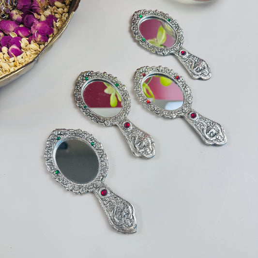 German Silver Handheld Mirror