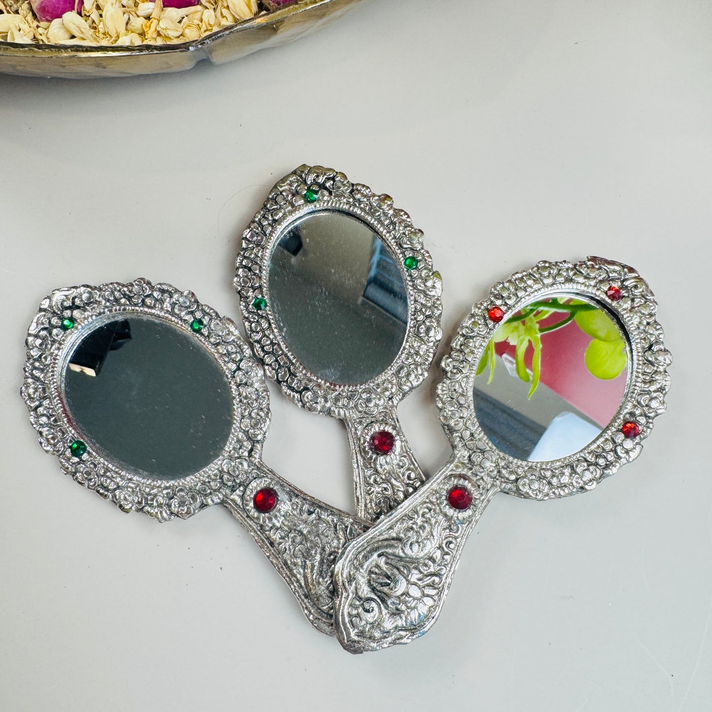 German Silver Handheld Mirror