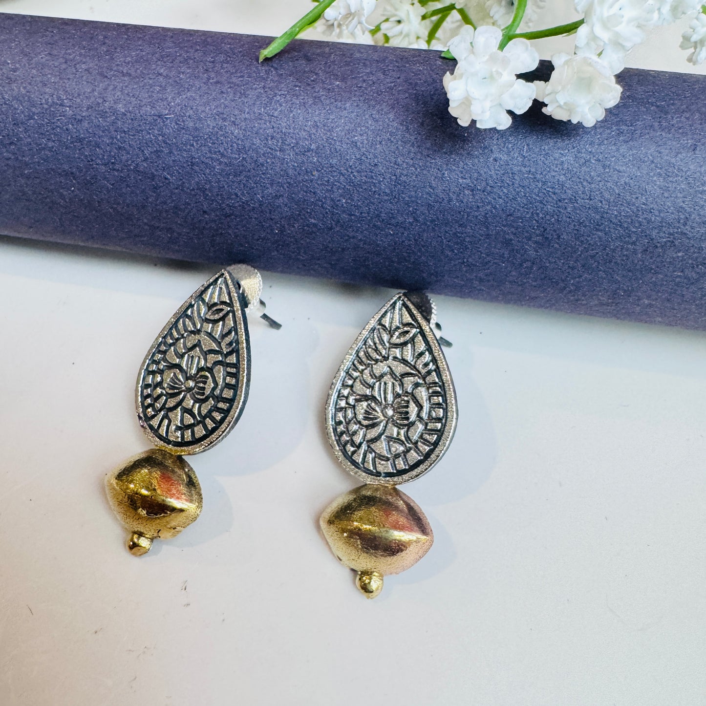 Amrita Dual Tone Oxidised Earrings