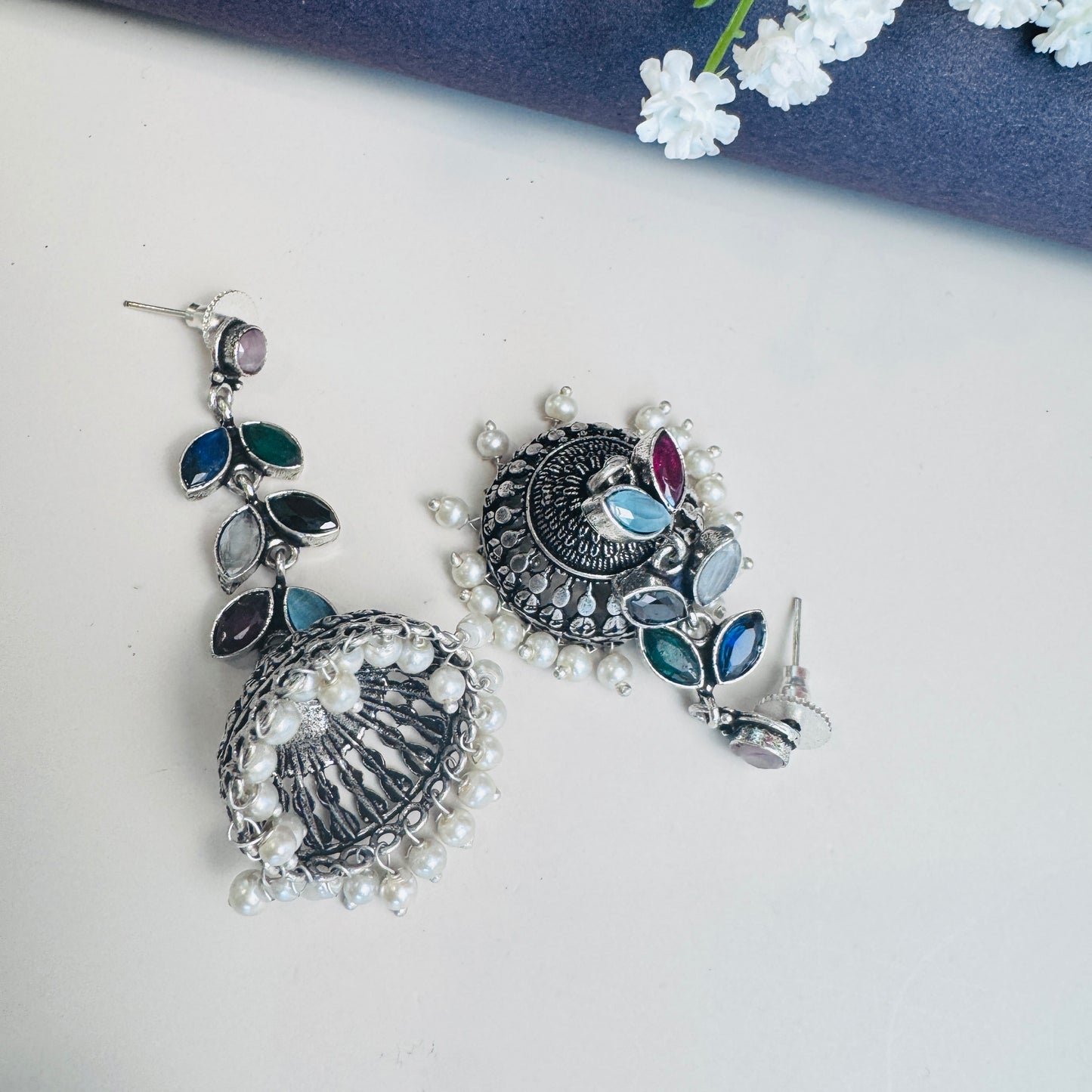 Varnika German Silver Jhumki