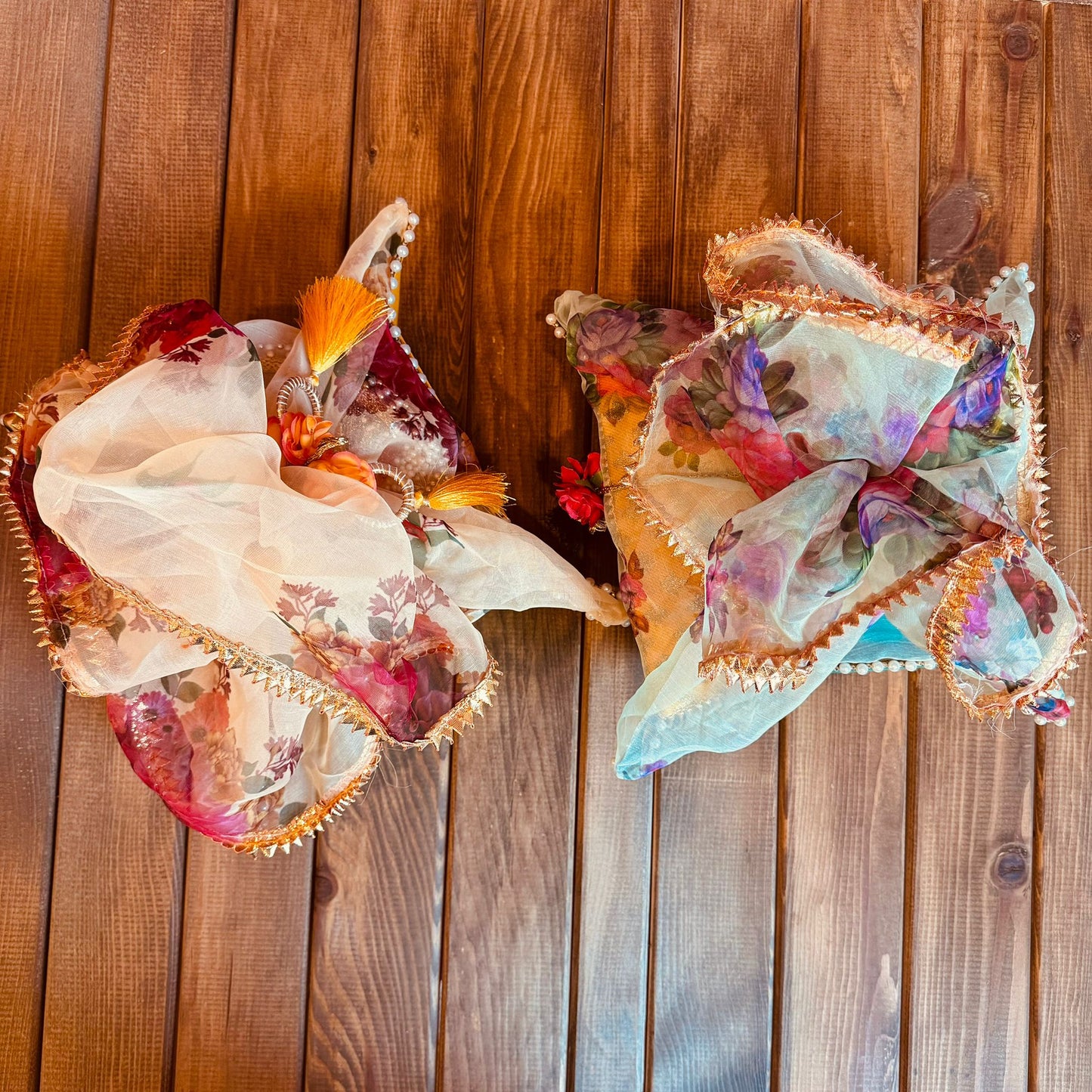 Dupion Silk Tissue Organza Potli Baskets