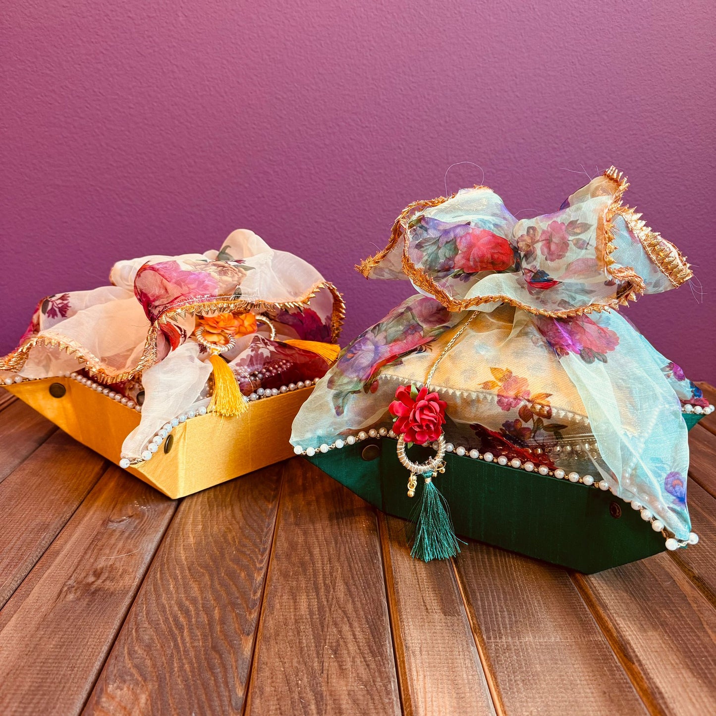 Dupion Silk Tissue Organza Potli Baskets