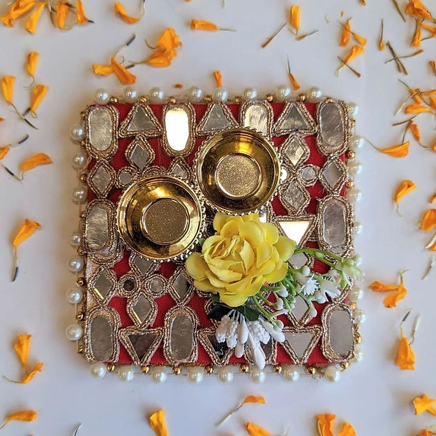 50 Pcs Mirror Work Haldi Kumkum Platters