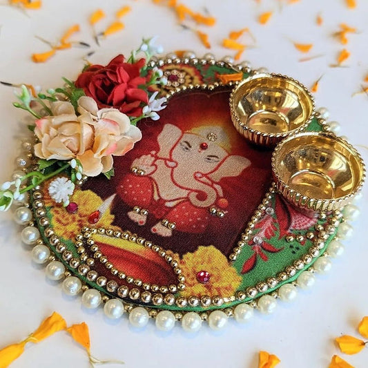 50 Pcs Ganesha Haldi Kumkum Platters