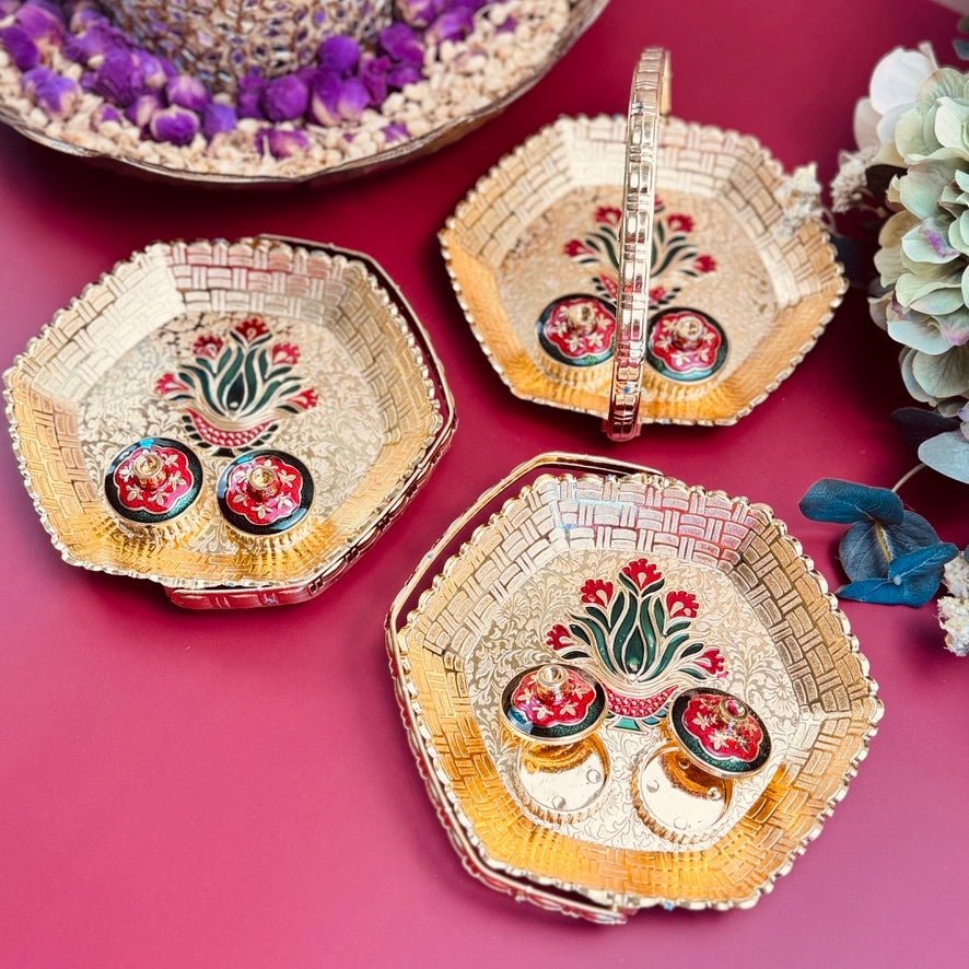 Hexagonal Basket Haldi Kumkum Platters