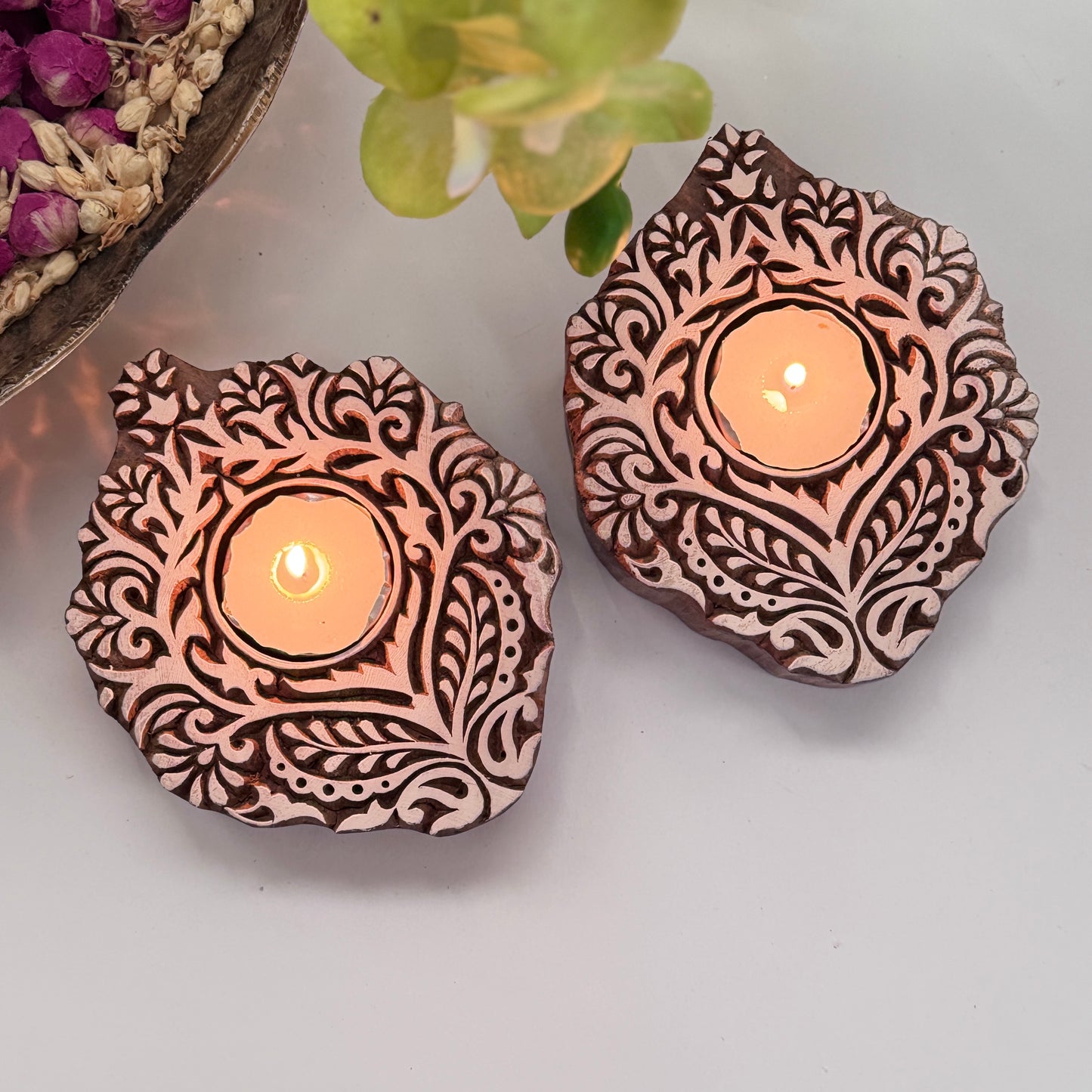 Handmade Wooden Block Tealight Holders