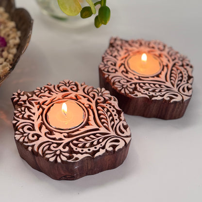 Handmade Wooden Block Tealight Holders