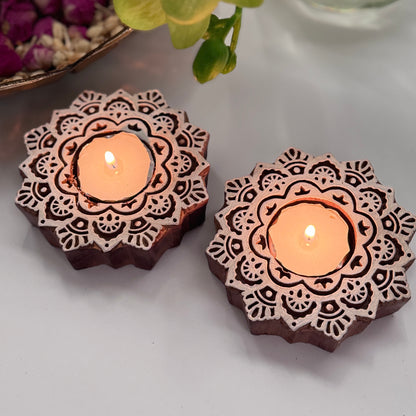 Handmade Wooden Block Tealight Holders