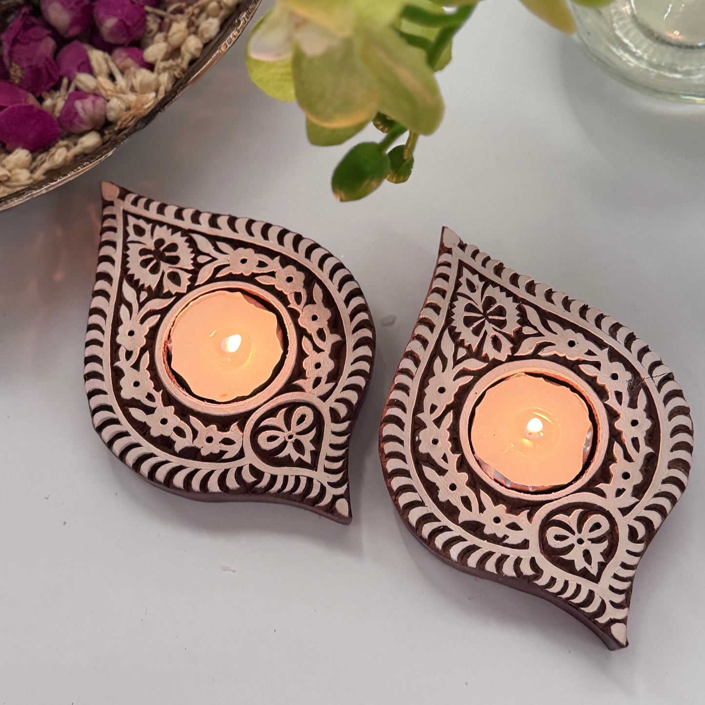 Handmade Wooden Block Tealight Holders