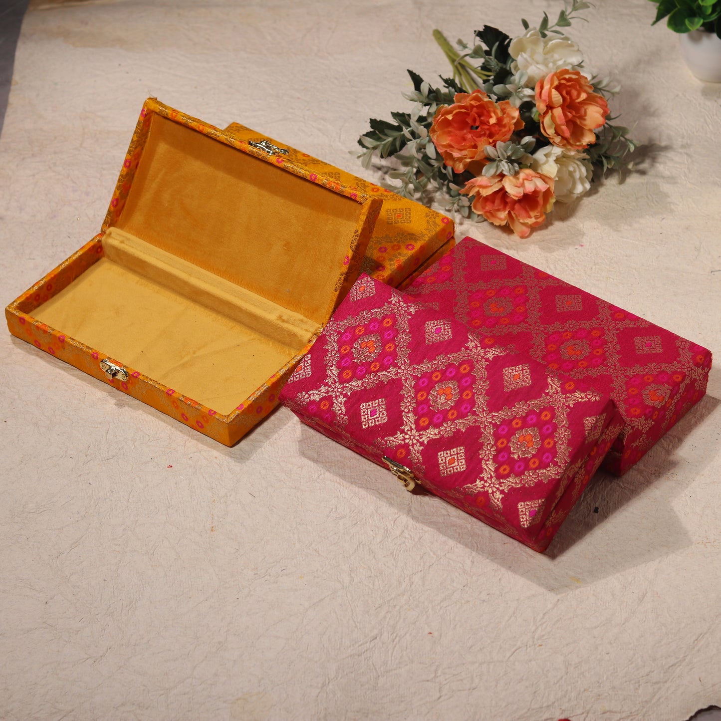 Brocade Silk Indian Favor Boxes