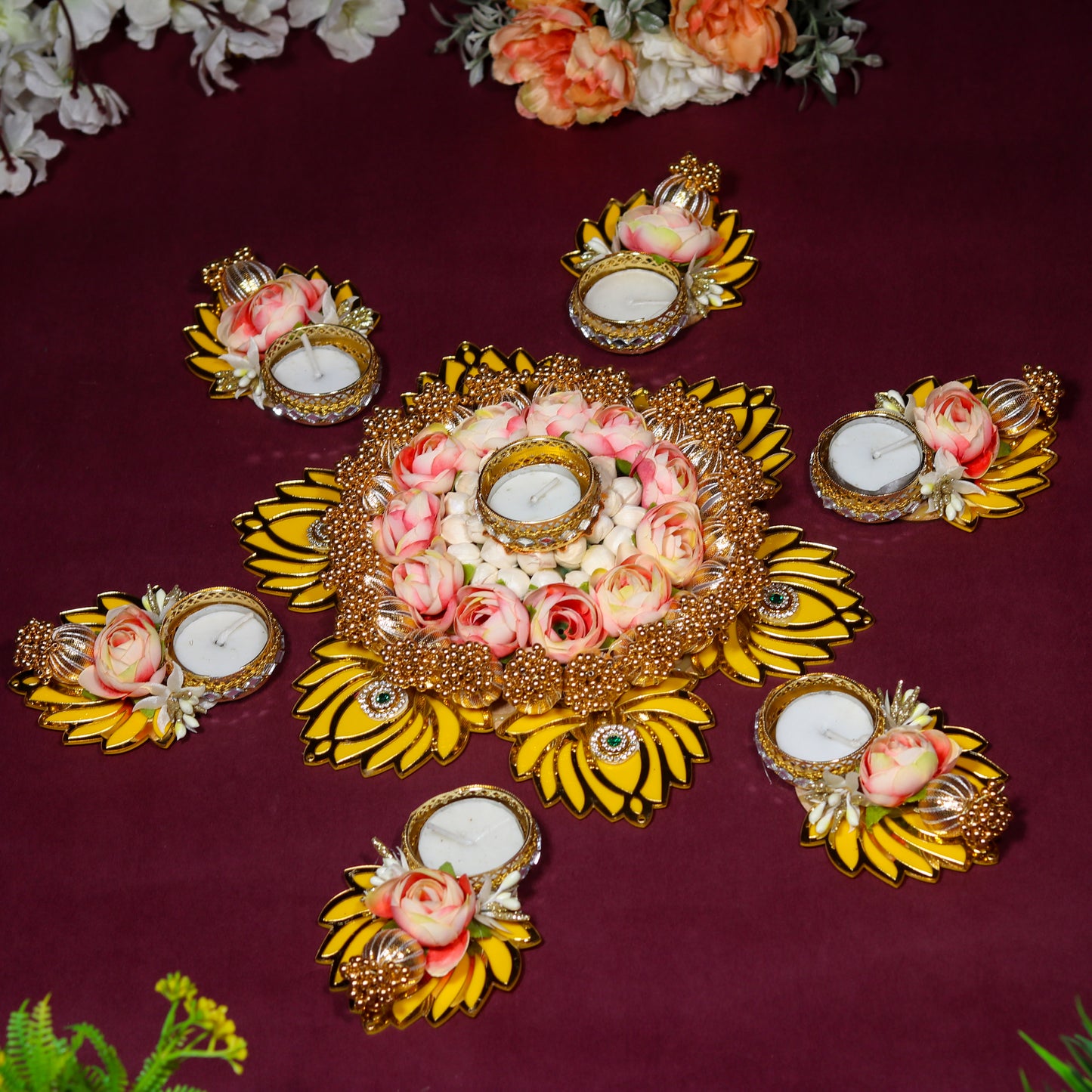 Yellow Lotus Blossom Rangoli Set