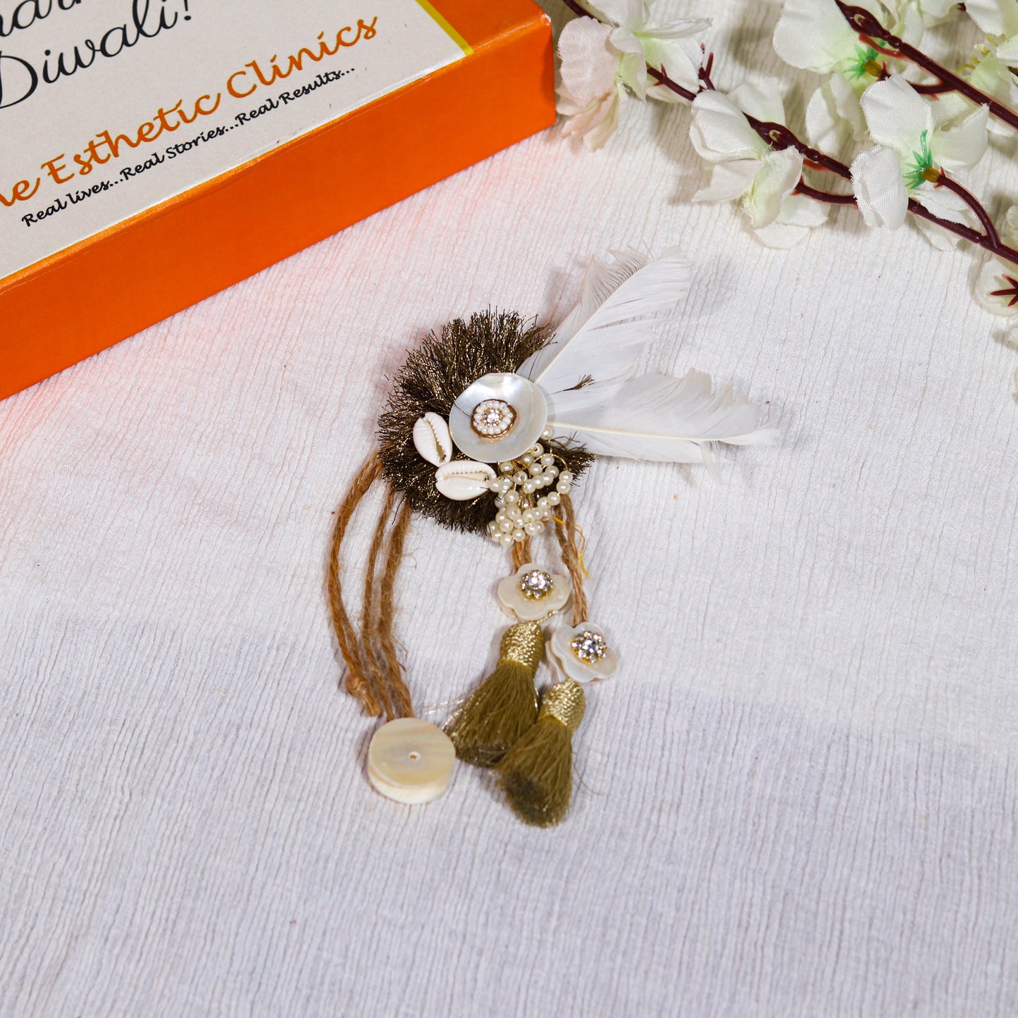 Feather Touch Boho Couple Rakhi Gift Box