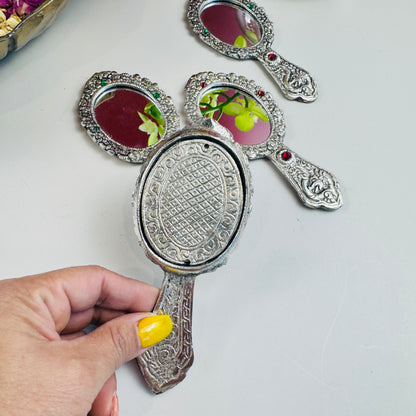 German Silver Handheld Mirror