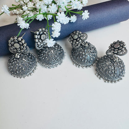 Oxidised Jhumki Earrings