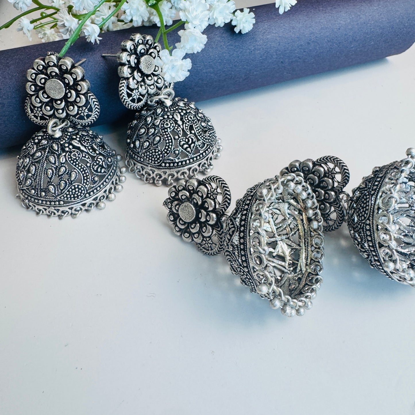 Oxidised Jhumki Earrings