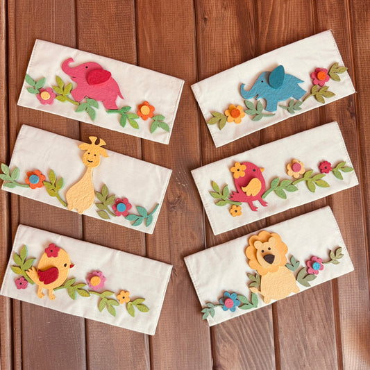 Wooden Animal Art Silk Envelopes