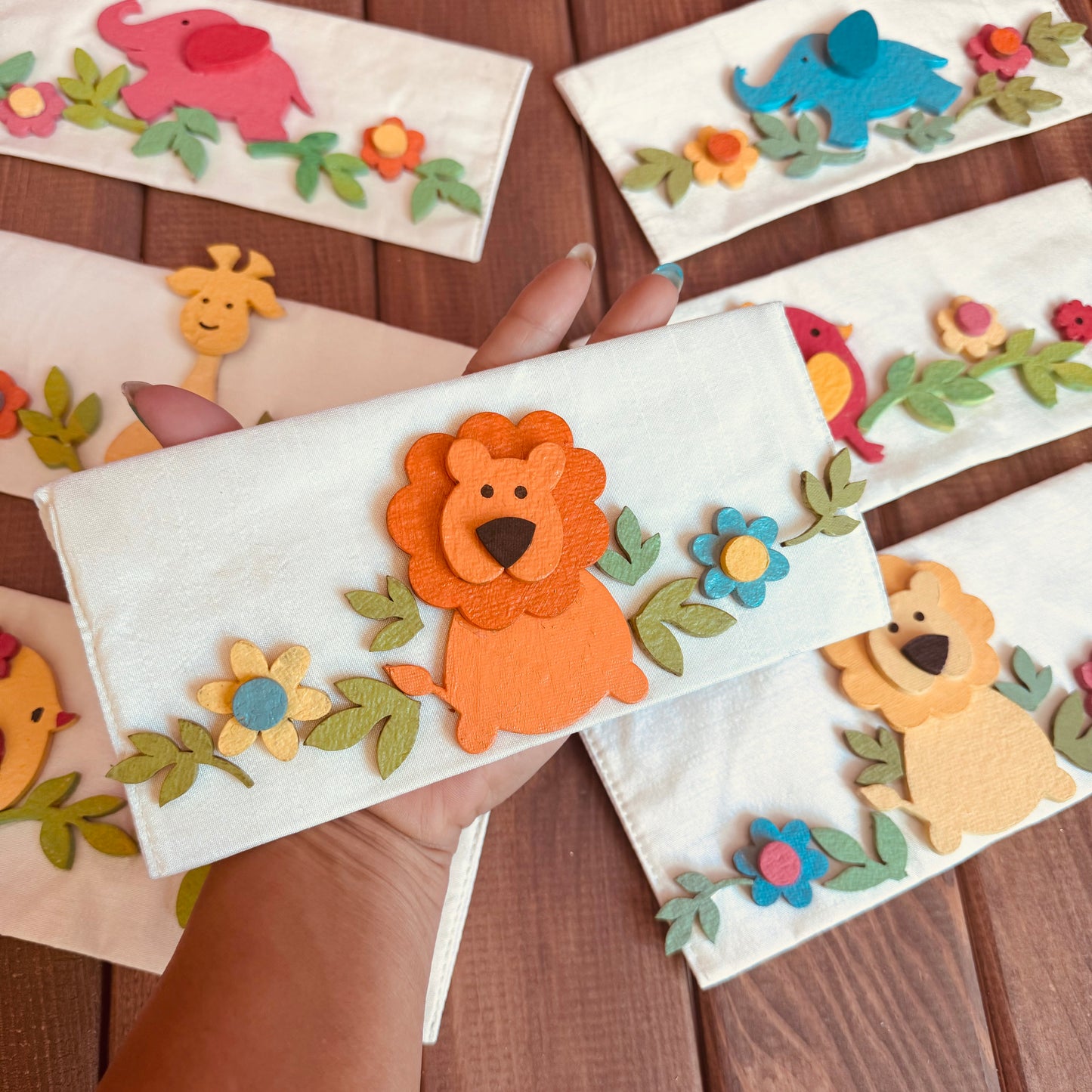 Wooden Animal Art Silk Envelopes