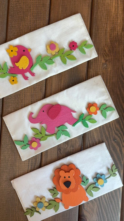 Wooden Animal Art Silk Envelopes