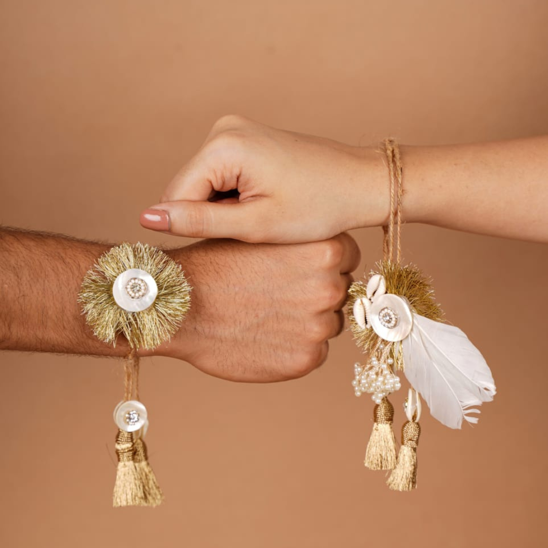 Feather Touch Boho Couple Rakhi Gift Box