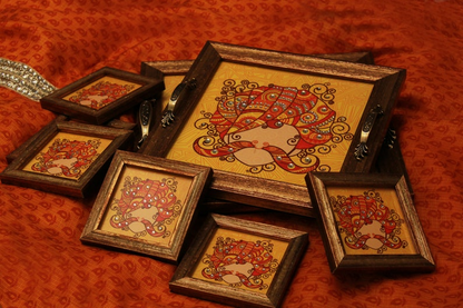 Rajasthani Man Tray & Matching Coasters