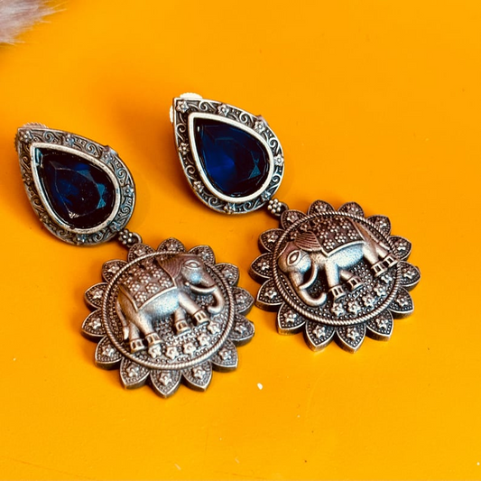 German Silver Hathi Earrings