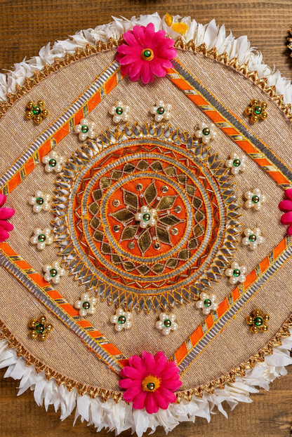 Gotta Patti 9 Pcs Rangoli Mat Set