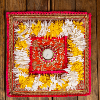 Square Zari Rangoli Mat