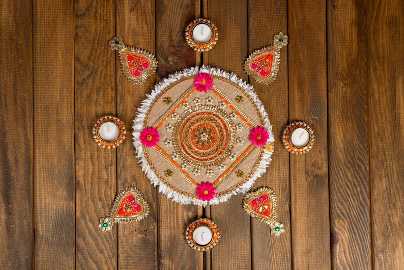 Gotta Patti 9 Pcs Rangoli Mat Set