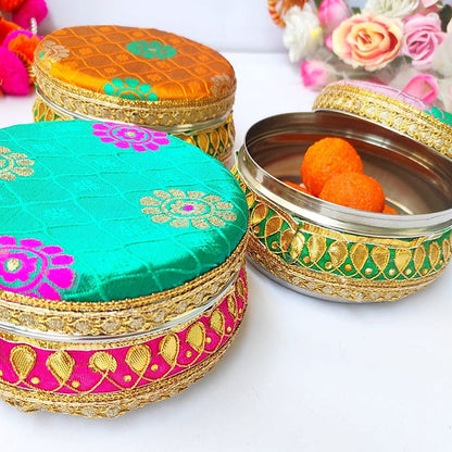 250g Brocade Empty Ladoo Boxes - Bulk